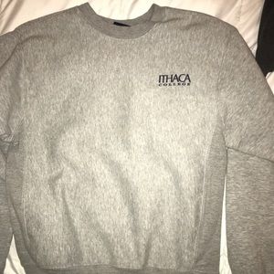 Grey Ithaca College crew neck sweatshirt: SMALL